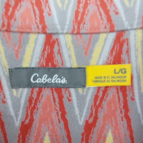 Cabela's Flannel Shirt Women's L Multicolor Chevron Long Sleeve Button Pockets - Picture 4 of 16